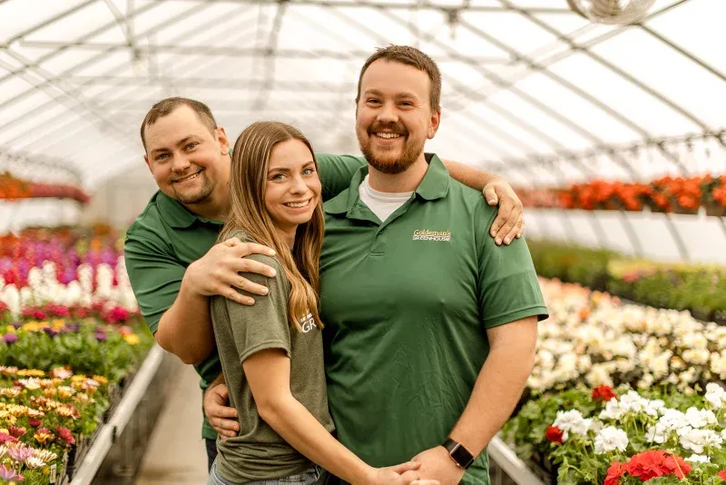 The second generation of the Goldeman family in the greenhouse